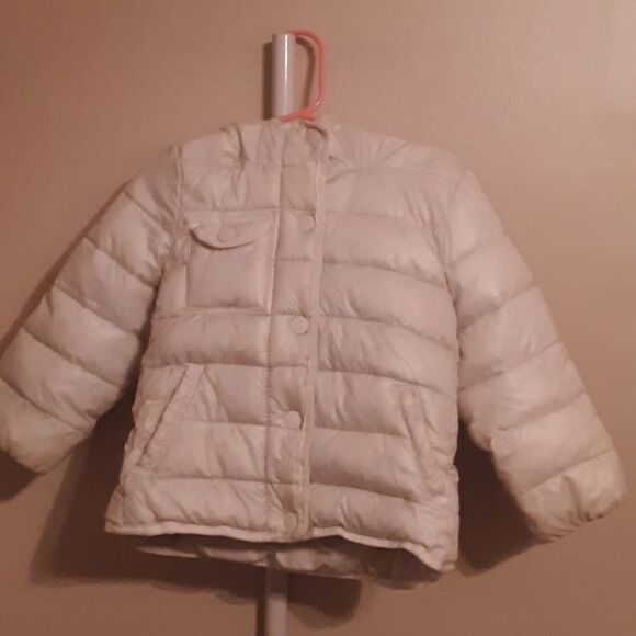 GAP WHITE HOODED PUFFER JACKET 3T - Picture 1 of 5